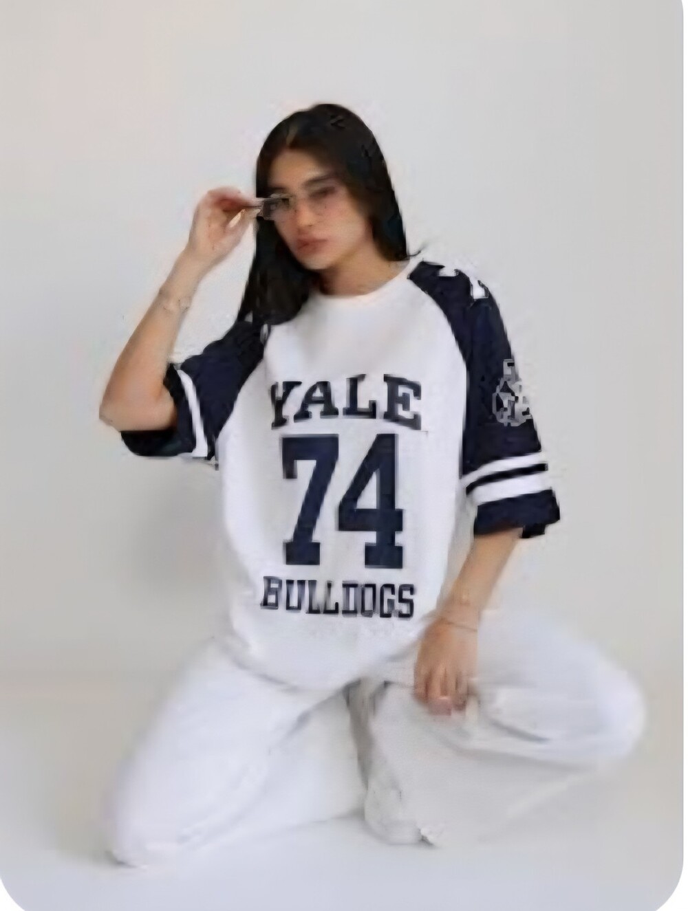 Yale Bulldogs 74 Navy & White Raglan Sleeve Tee